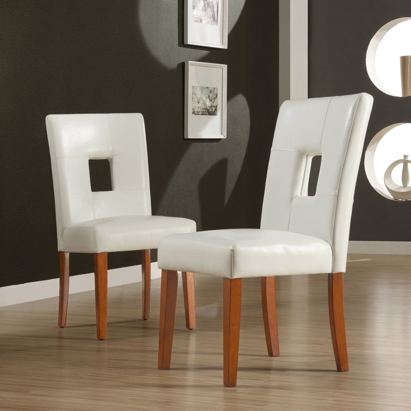 Keyhole Back Dining Chairs Cherry Finish Wood Legs Transitional Style