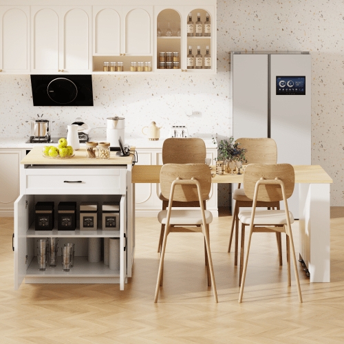 Kitchen Island Built-in Outlet Two Tone Design Integrated Dining Table