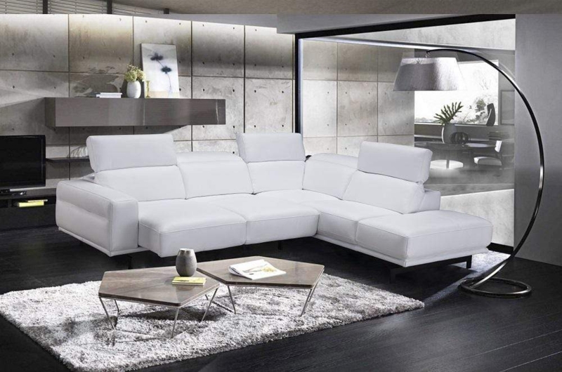 L-Shaped Leather-Like Sectional Sofa with Adjustable Headrests