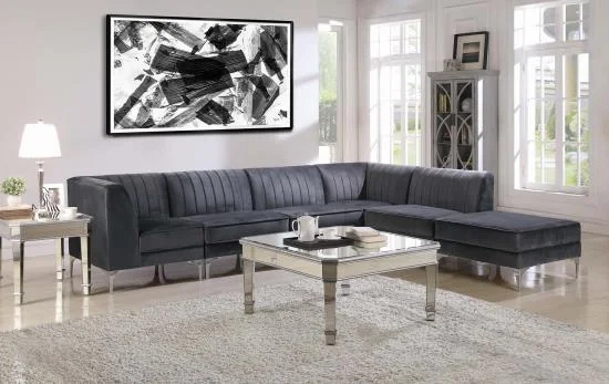 L-Shaped Modular Sectional with Vertical Channel Tufting