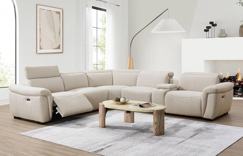 L-Shaped Power Reclining Sectional Sofa with Adjustable Headrests