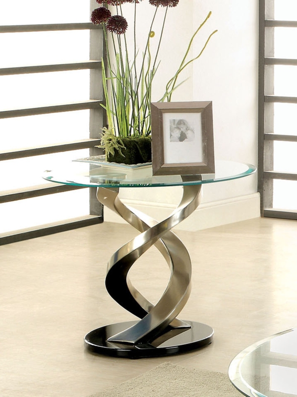 Lanham Round Satin Glass End Table