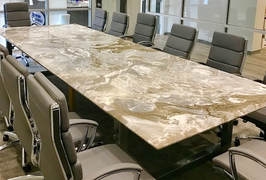 Large Conference Table featuring Polished Swirling Stone Pattern