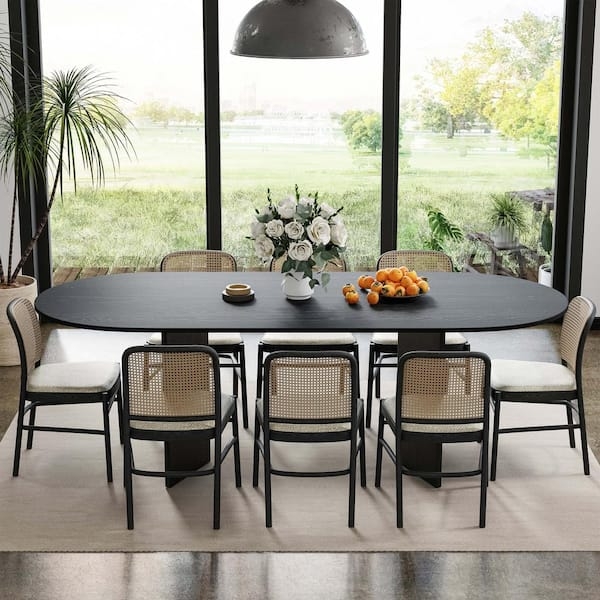 Large Oval Dining Table with Double Pedestal Base