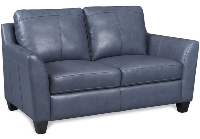 Leather Italia Keenan Blue Leather Match Sofa And Lovesea...