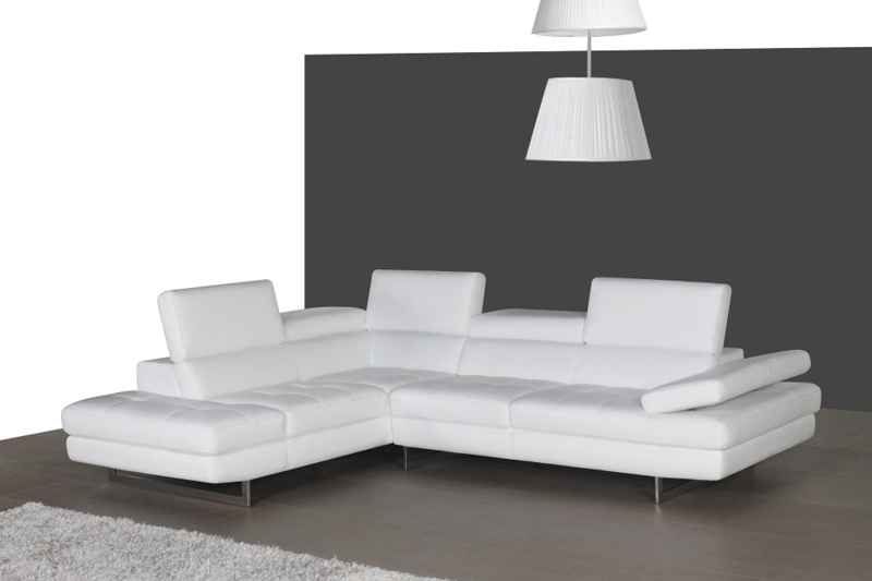 Leather-Like Sectional Sofa with Tufted Seats and Sled Legs