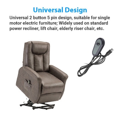 Lift Chair Brown Leather-Like with Five-Pin Connector Remote