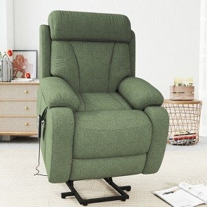 Lift Chair Sage Green Woven Fabric with Integrated Side Pocket