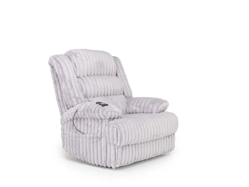 Lift Chair Silver Grey Ribbed Corduroy-Like Oversized