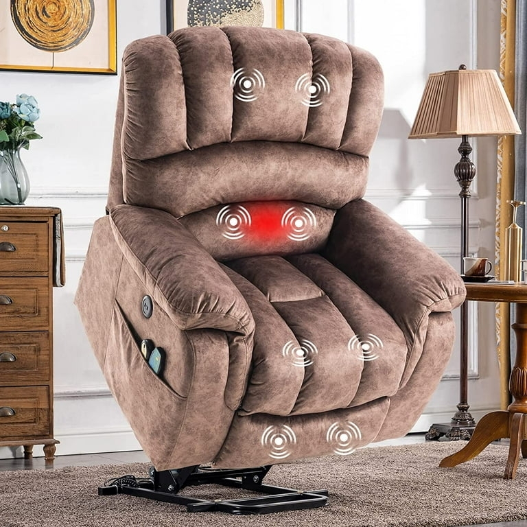 Lift Recliner: Mocha Suede-like Power Lift with Massage Heat