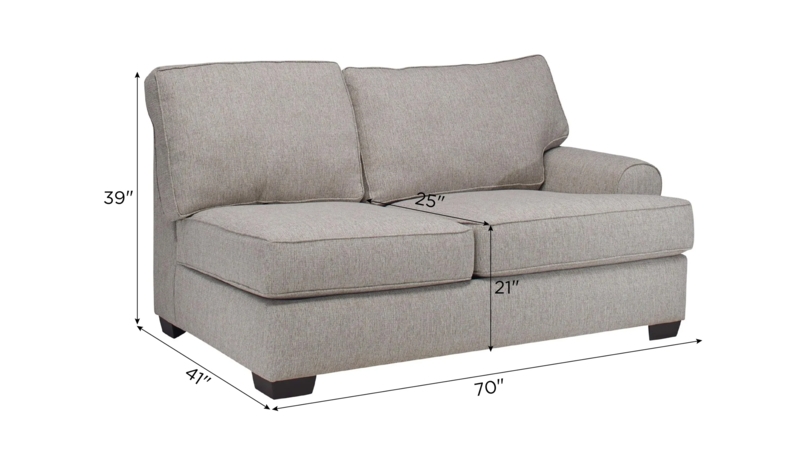 Light Gray Heathered Fabric One-Arm Sectional Loveseat