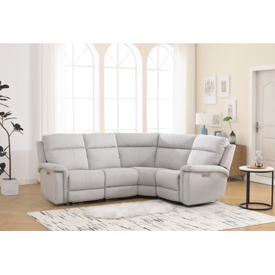 Light Gray Power Reclining Sectional with Adjustable Headrests