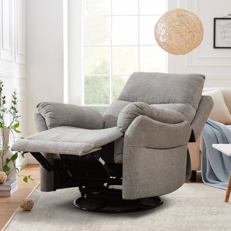 Light Gray Swivel Rocker Recliner with Divided Back Manual Chair