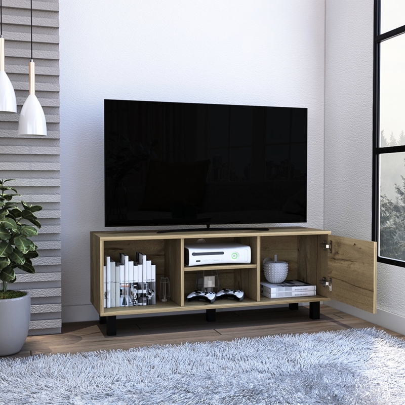 Light Oak TV Stand Single Door Minimalist Console