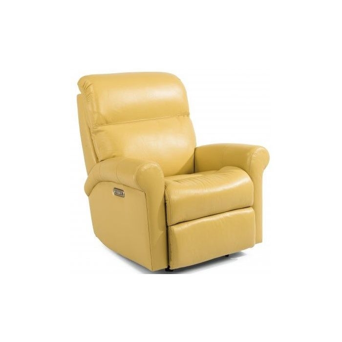 Light Yellow Power Recliner Chair with Power Headrest and Padded Arms