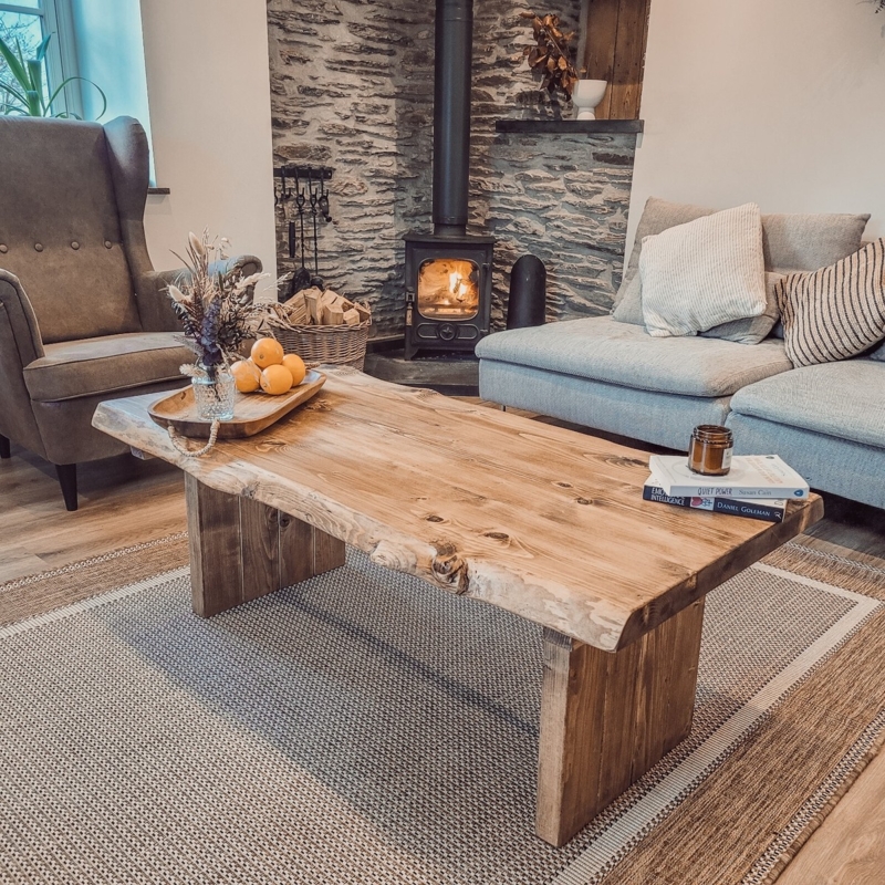 Live Edge Chunky Rustic Farm Style Coffee Table Rustic Solid Wood