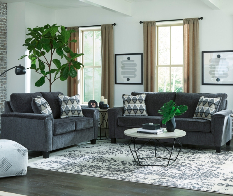 Living Room Set Chenille Sofa Loveseat with Geometric Accent Pillows (73)