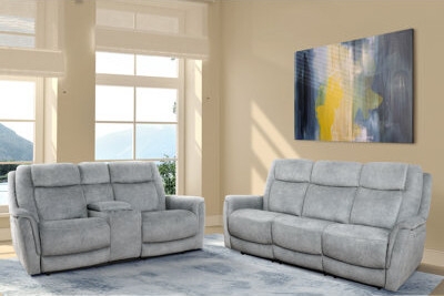 Living Room Set Gray Power Reclining, Loveseat with Console Cup Holders