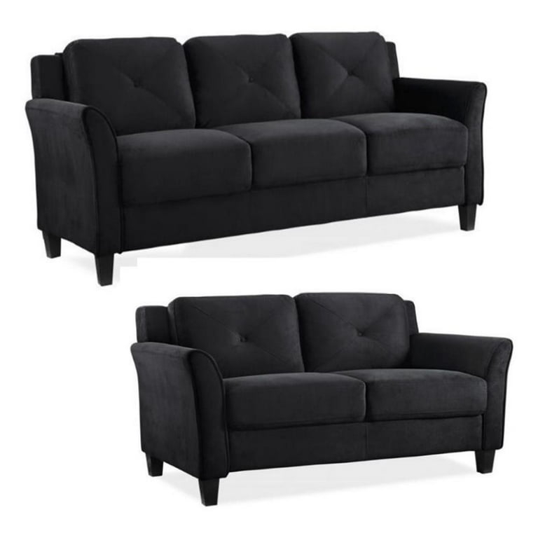 Living Room Set Microfiber Look Button Tufted Flared Arms