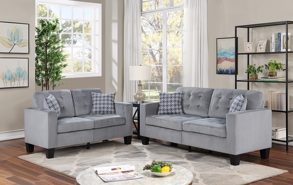 Living Room Set Transitional Velvet Upholstery Button Tufted Back