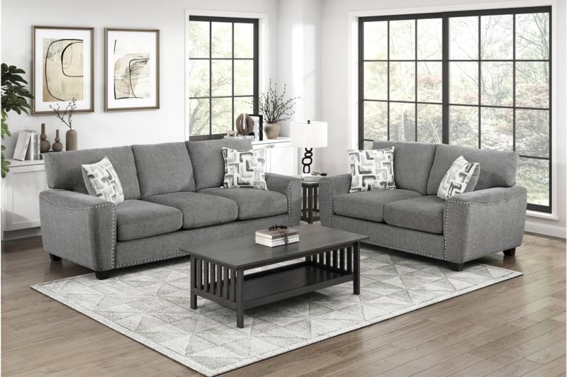 Living Room Set Transitional with Slat Side Coffee Table