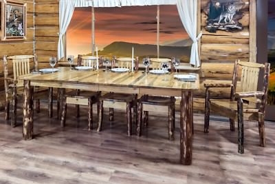 Log Dining Set with Spindle Back Chairs and Extendable Table