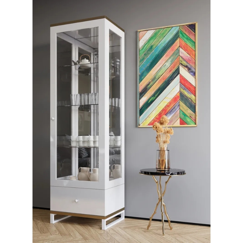 Lounge Around. White China Glass Cabinet 24"W x 18"D x 81"H