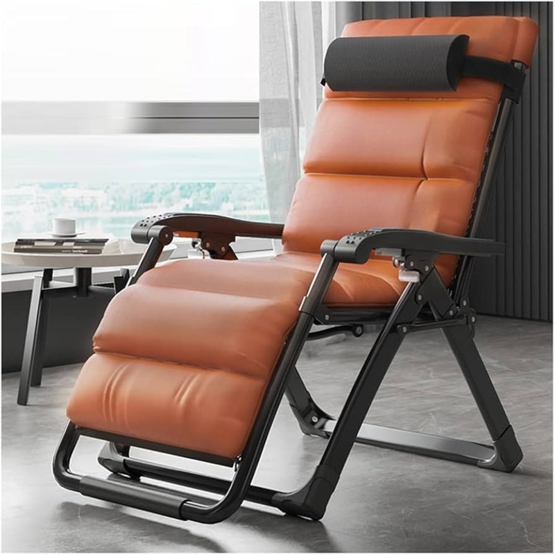Lounge Chair Caramel Brown Segmented Cushion with Folding Frame