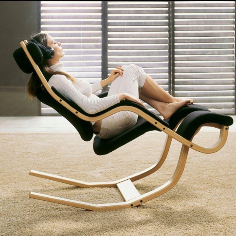 Lounge Chair with Sculptural Bentwood Frame & Integrated Leg Rests
