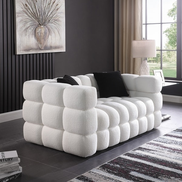 Loveseat Bubble Design Boucle Fabric Modular Tufting Unique