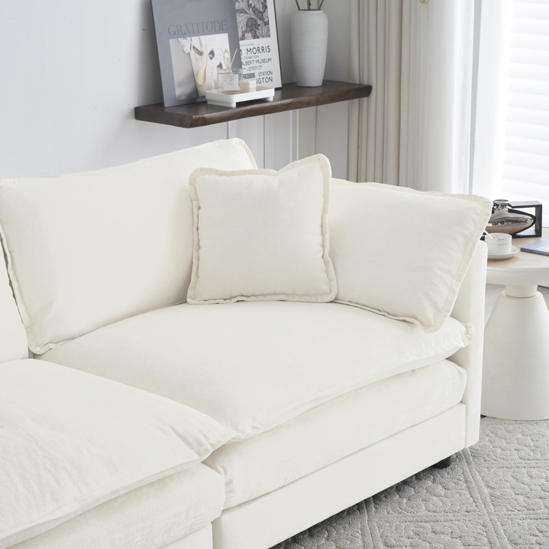 Loveseat Chenille Deep Seat Flanged Edge Pillow Cozy
