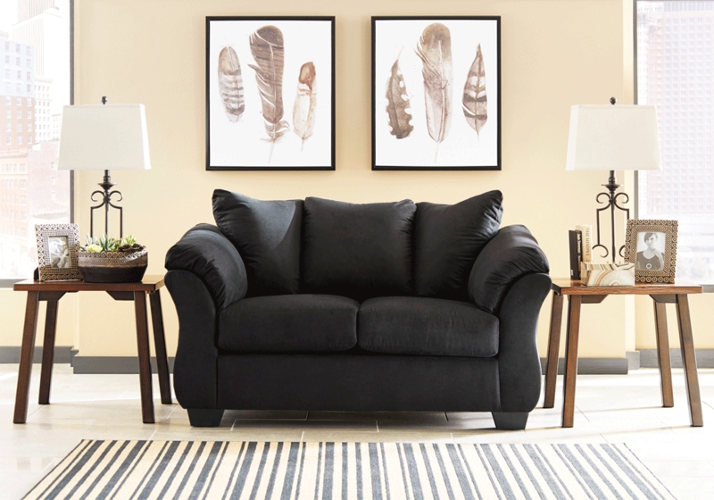 Loveseat Contemporary Fabric Flared Pillow-Top Arms