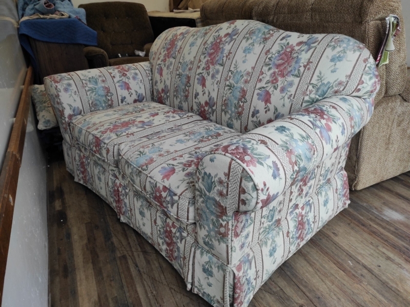Loveseat Cottagecore Camelback Floral Stripe Pleated Skirt