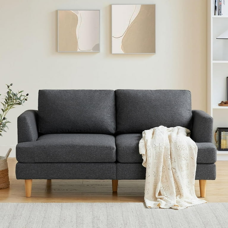 Loveseat Deep Seat Mid Century Modern Square Arms Tapered Legs (68)