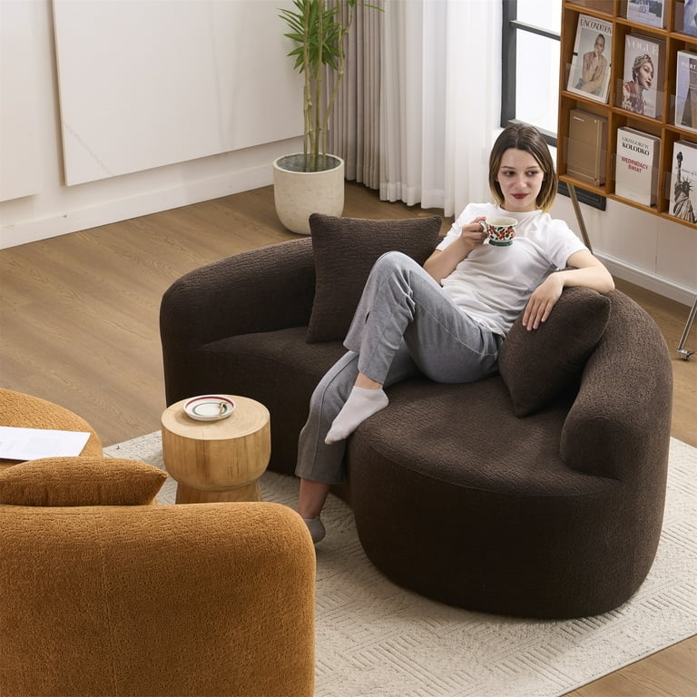 Loveseat Espresso Chenille S-Curved Modular Design
