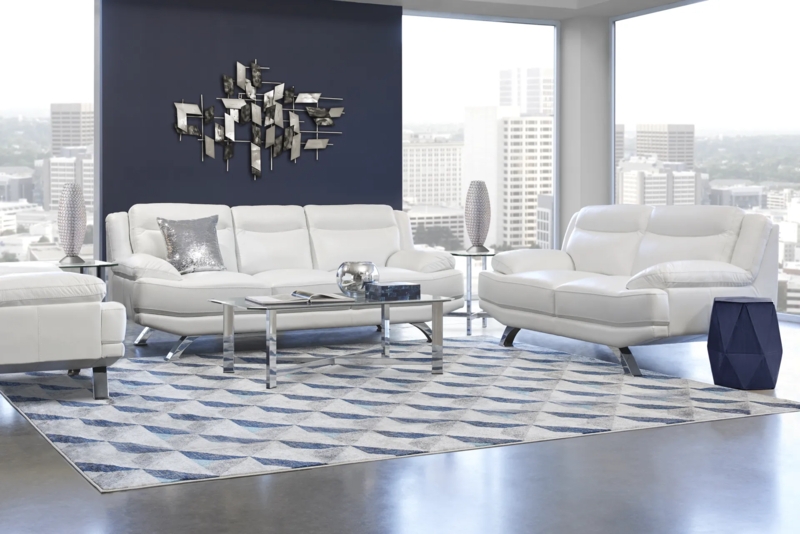 Loveseat Faux Leather Chrome Legs Pillow Top Arms Urban