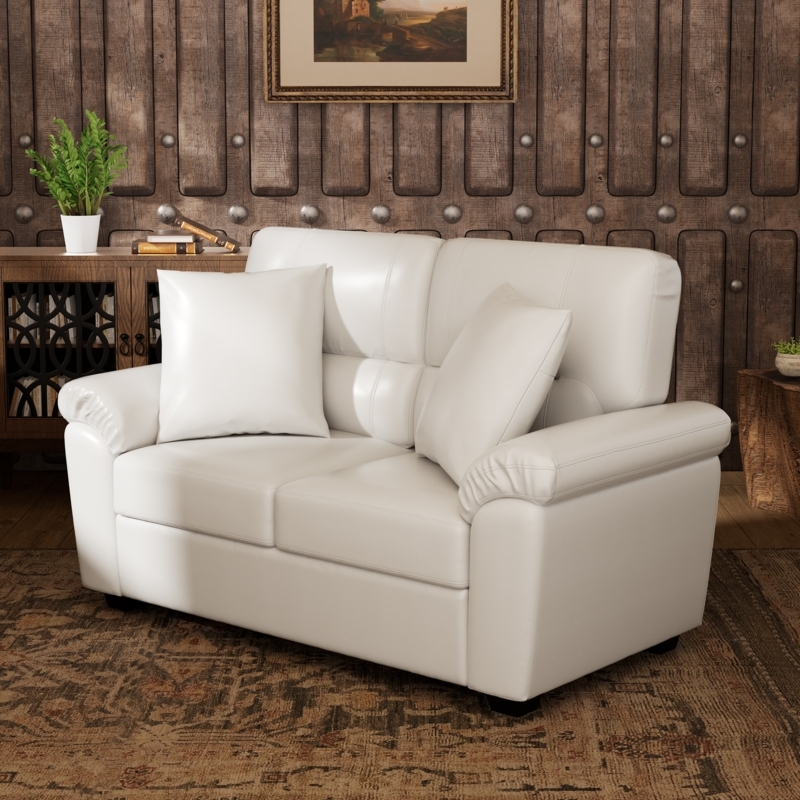 Loveseat Faux Leather Padded Roll Arms Apartment Sofa