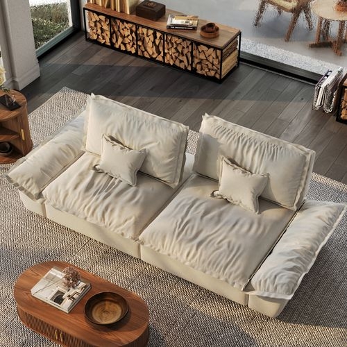 Loveseat Forest Green Velvet-Like Fabric Low Profile Curved
