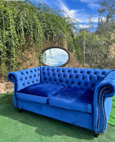 Loveseat in Royal Velvet with Deep Diamond Tufting