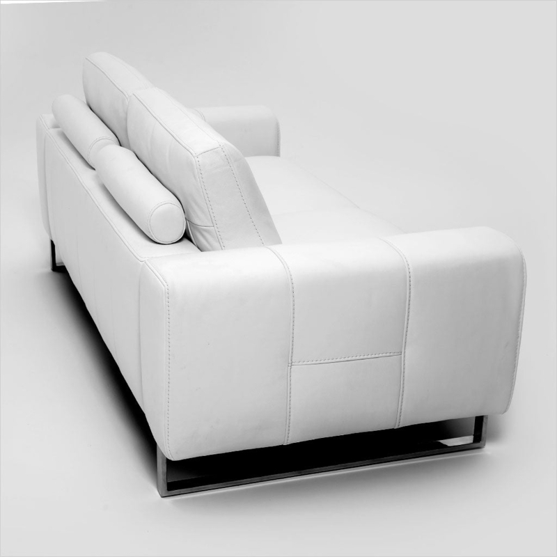 Loveseat Modern White Adjustable Headrests Polished Chrome Base