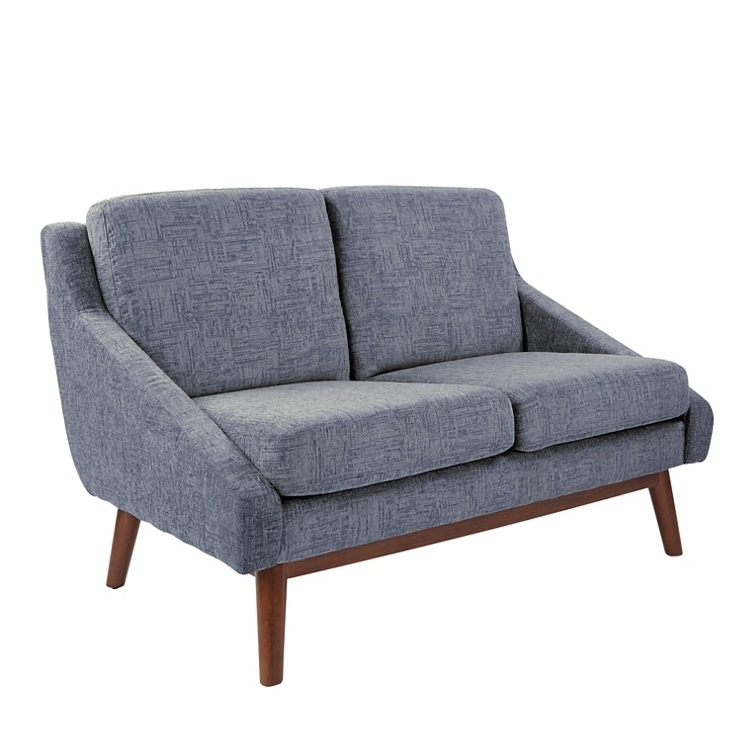 Loveseat Navy Blue Mid-Century Modern Button Tufted Seat Small Space