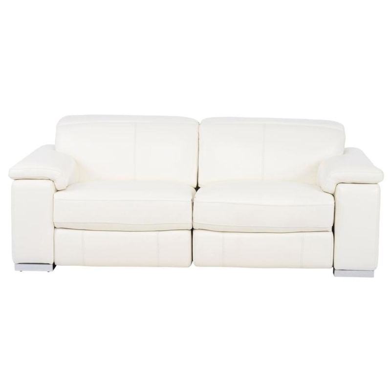 Loveseat Power Reclining Faux Leather Metal Block Feet Sleek