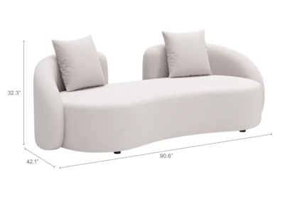 Loveseat Recessed Plinth Base Beige Textured Minimalist Patio Sofa