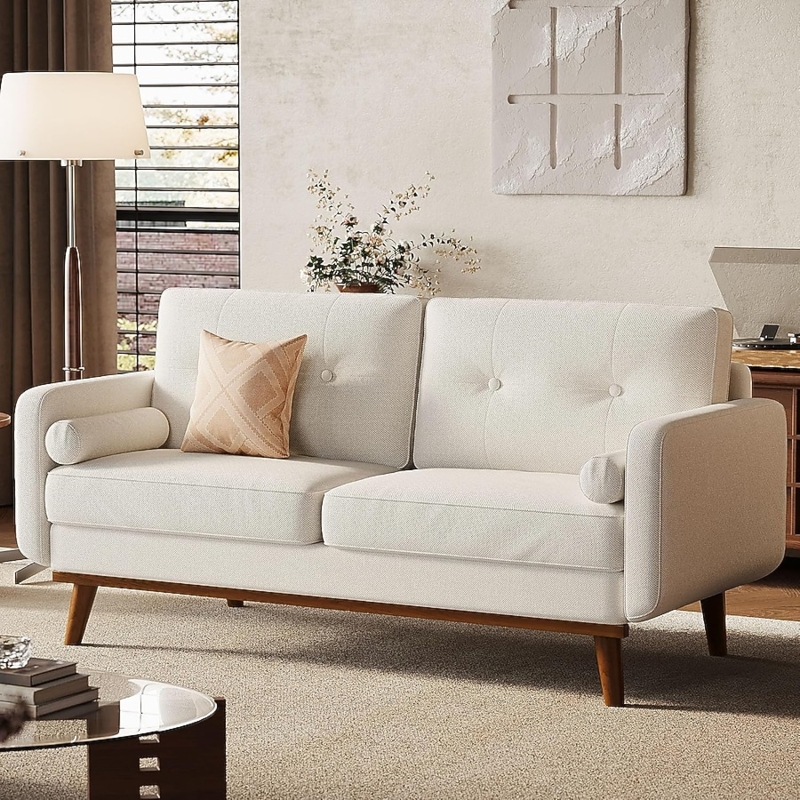 Loveseat Tapered Wood Legs Small Space Design Mid Century Modern