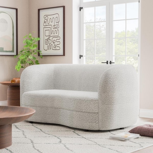 Loveseat Tuxedo Style Boucle Curved Silhouette