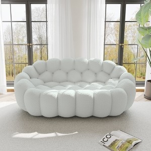 Loveseat White Honeycomb Tufting Bubble Silhouette Floor