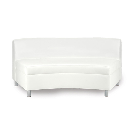 Loveseat White Leather-Like Armless Curved Metal Legs