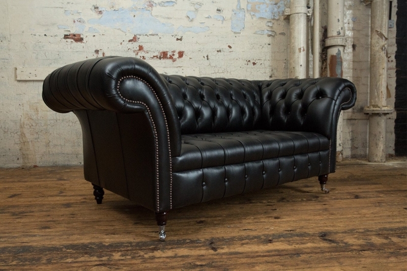 Loveseat with Front Casters, Vintage Industrial Chesterfield Settee
