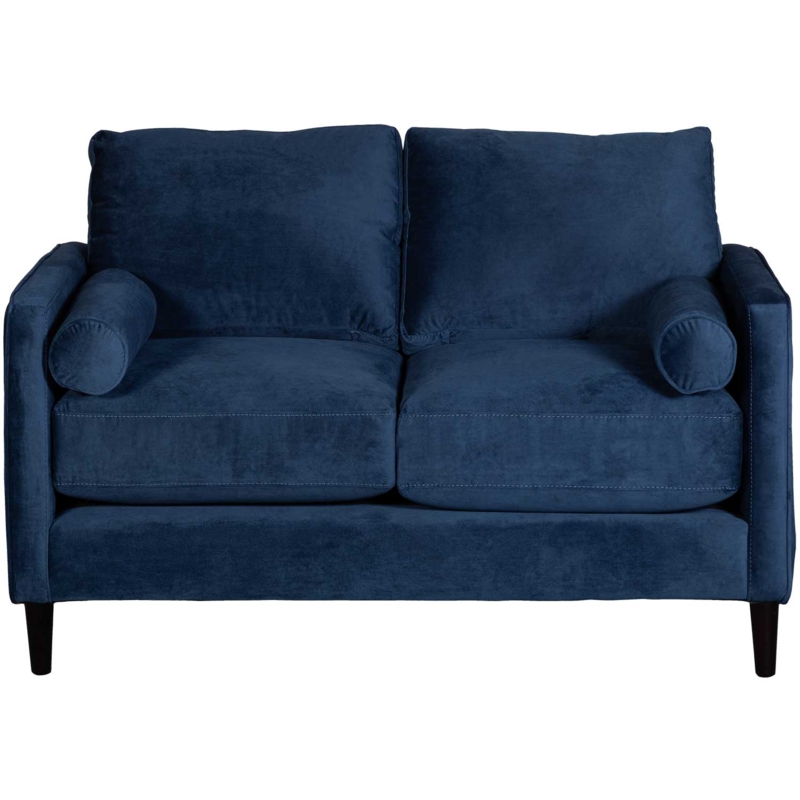 Loveseat with Tapered Dark Legs and Cylindrical Bolsters