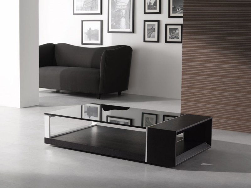 Low-Profile Coffee Table featuring Wenge Wood Finish and Glass Top